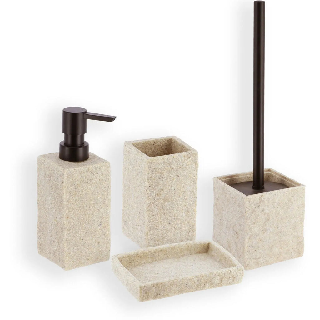 Set de Baño Piedra Natural: Dispensador y Portacepillos