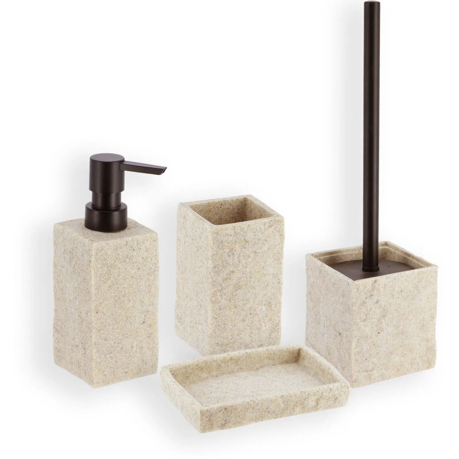 Set de Baño Piedra Natural: Dispensador y Portacepillos