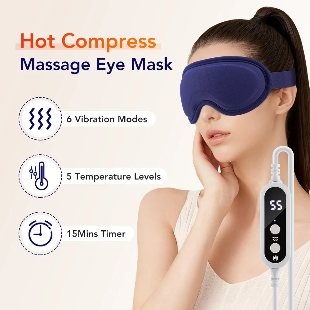 Máscara de Ojos 3D con Calor y Masaje Vibratorio