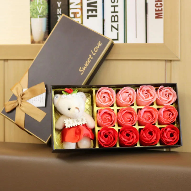 Flores Decorativas en Forma de Rosa en Caja para Regalo