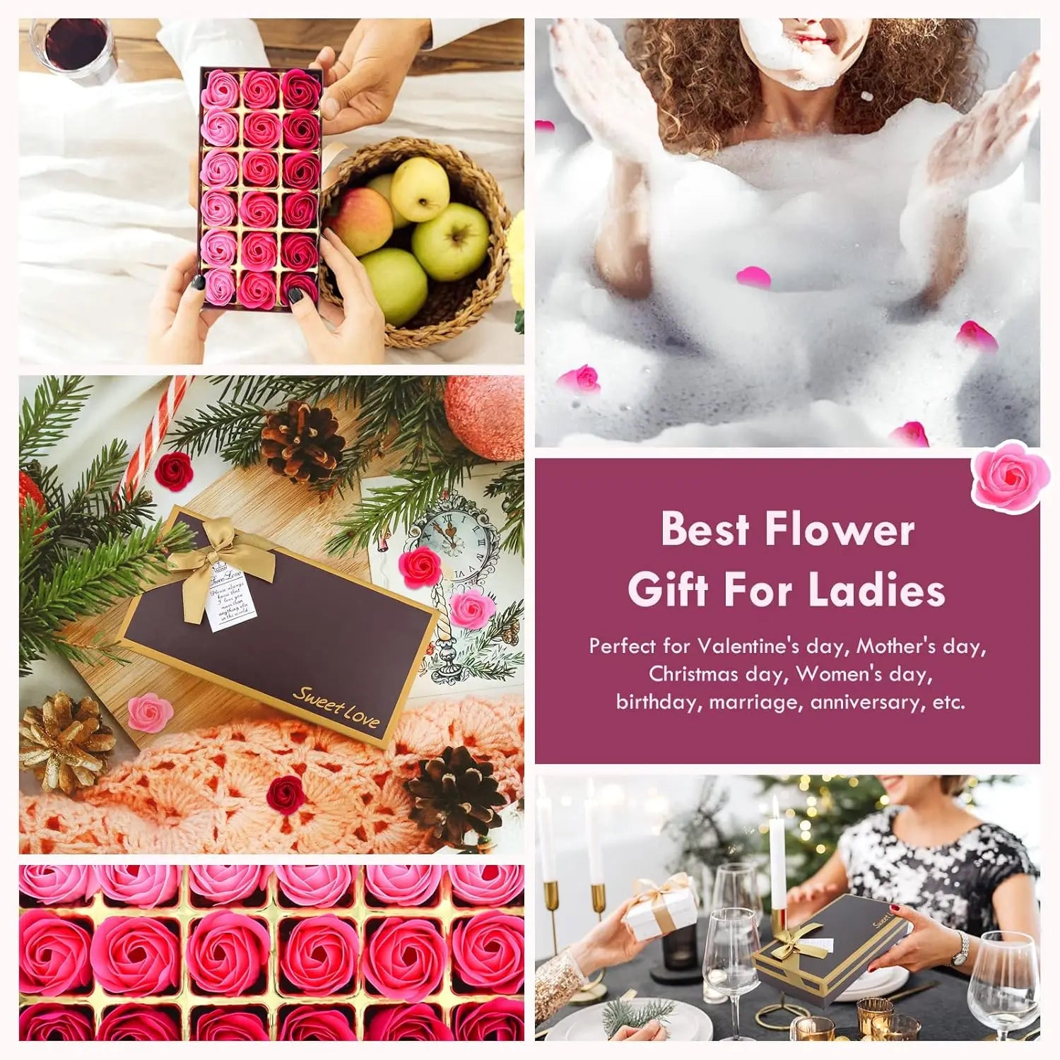 Flores Decorativas en Forma de Rosa en Caja para Regalo