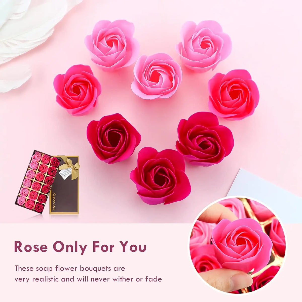 Flores Decorativas en Forma de Rosa en Caja para Regalo