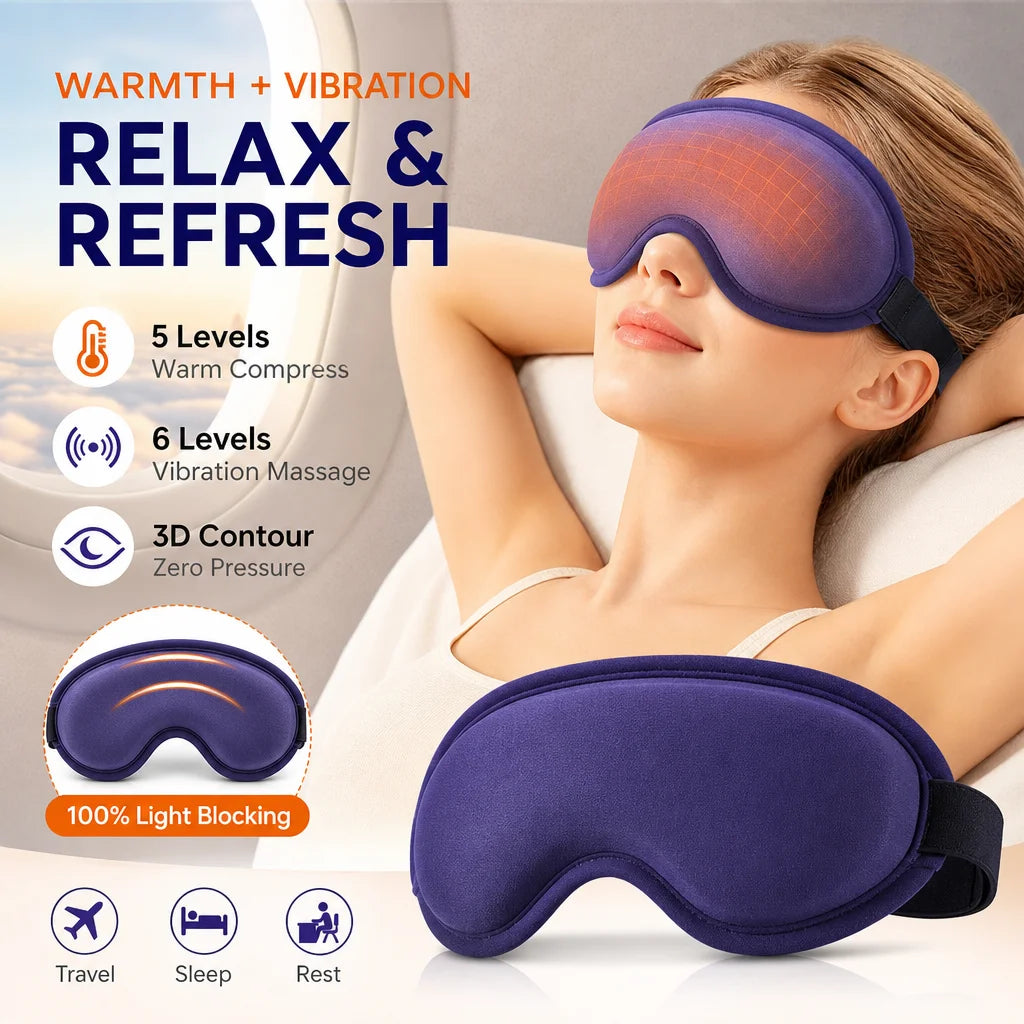 Máscara de Ojos 3D con Calor y Masaje Vibratorio