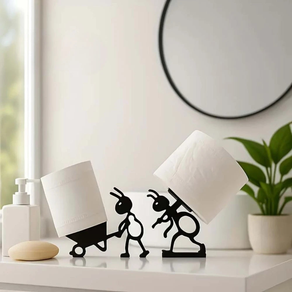 Soporte de Papel Higiénico Decorativo en Negro Mate