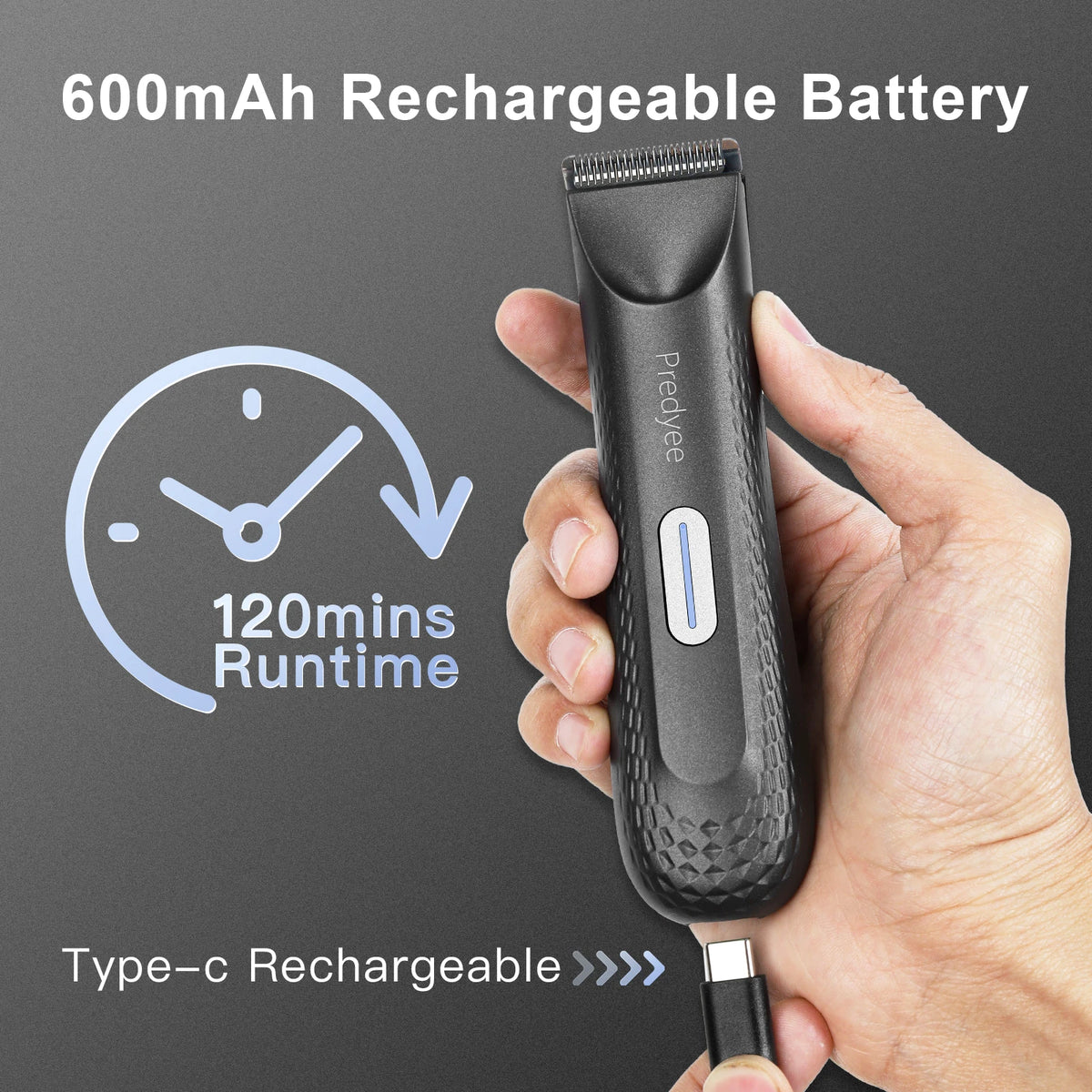 Recortadora Corporal Impermeable con Cuchilla Cerámica y Luz LED