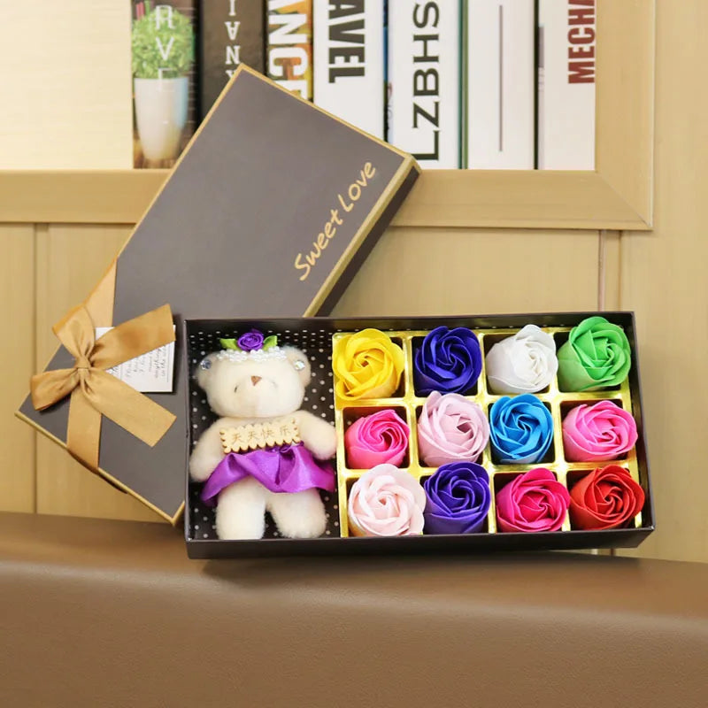 Flores Decorativas en Forma de Rosa en Caja para Regalo