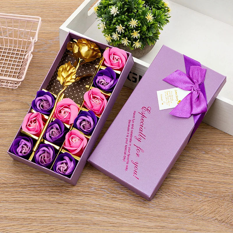 Flores Decorativas en Forma de Rosa en Caja para Regalo