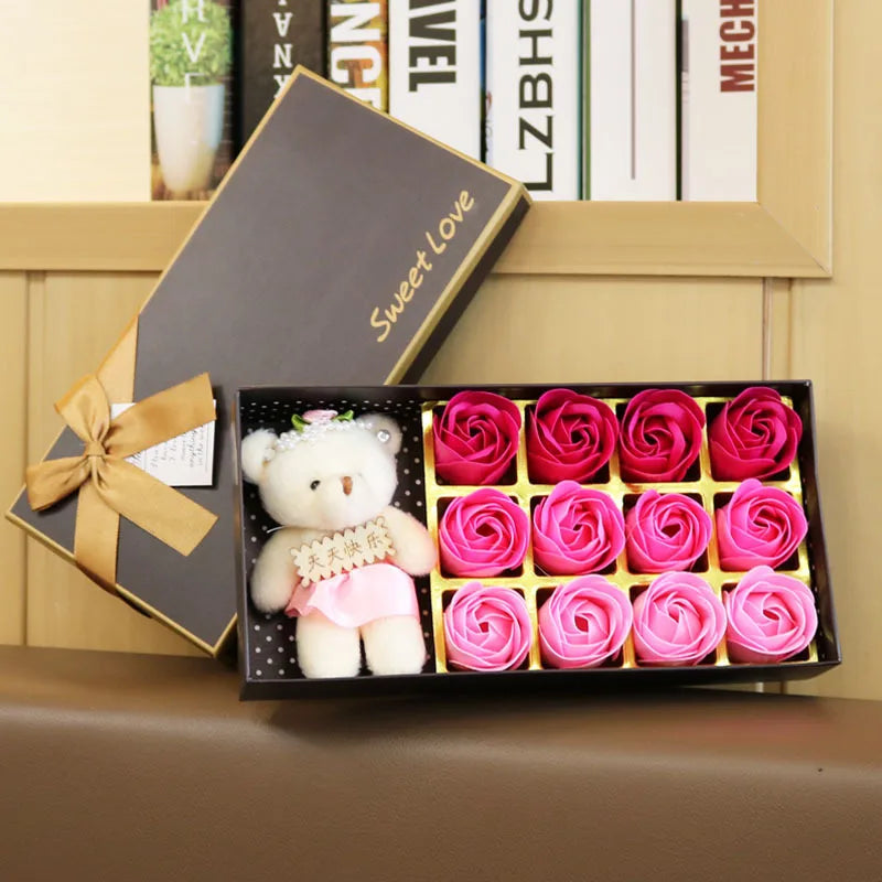 Flores Decorativas en Forma de Rosa en Caja para Regalo